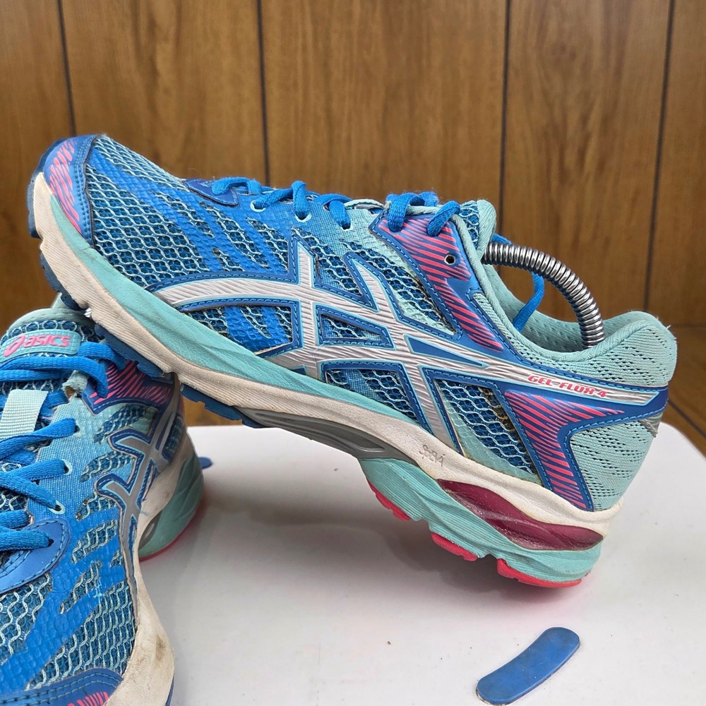 Asics Gel-Flux 4 Womens Running Shoes Blue Pink Silver T764Q Size 7.5